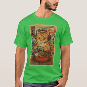 T-shirt Chat de jeu vidéo Ramen rétro japonais Kawaii Anim