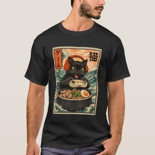 T-shirt Chat de joueur japonais Manger Ramen drôle pour ho