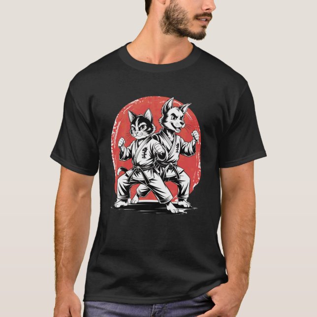 T-shirt Chat de karaté Chien Gi de karaté Karaté Objets ja (Devant)