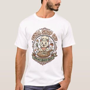 T-shirt Chat de la boutique de pizza Chat de la boutique d
