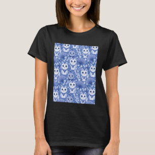 T-shirt Chat de la Chance Japonais Motif Bleu et Blanc