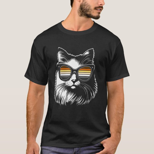 T-shirt Chat de la fierté de l'ours cool avec des lunettes (Devant)