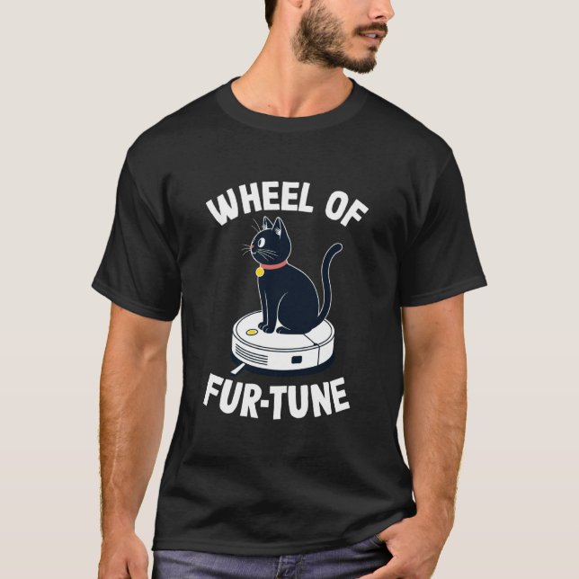 T-shirt Chat de la Roue de Fur-Tune sur l'aspirateur robot (Devant)