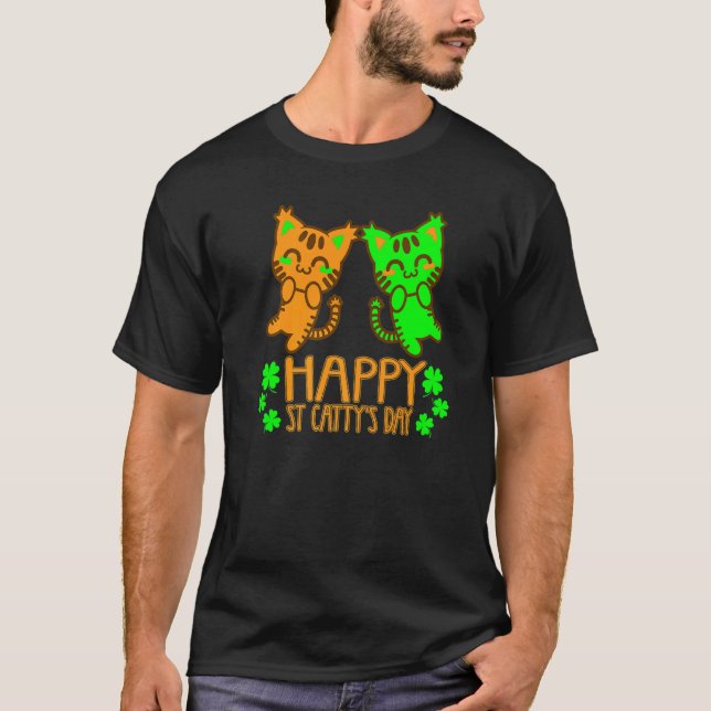 T-shirt Chat de la Saint-Patrick  Joyeuse Saint Catty's Da (Devant)