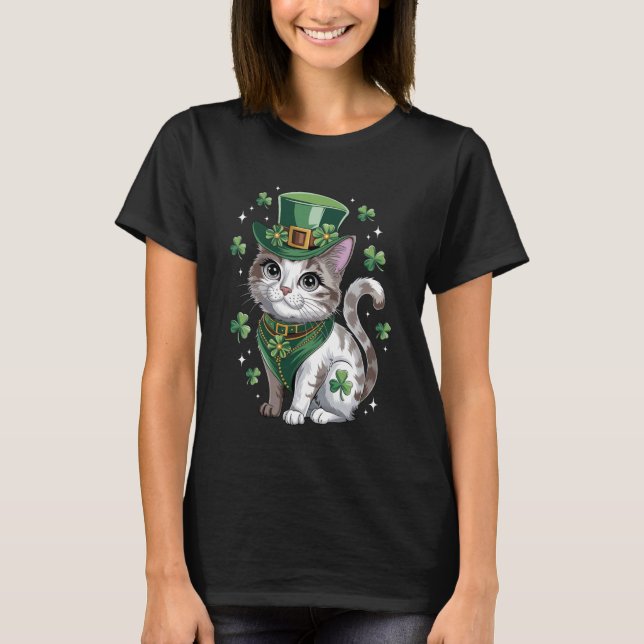 T-shirt Chat de la Saint-Patrick Leprechaun Saint-Paddy jo (Devant)