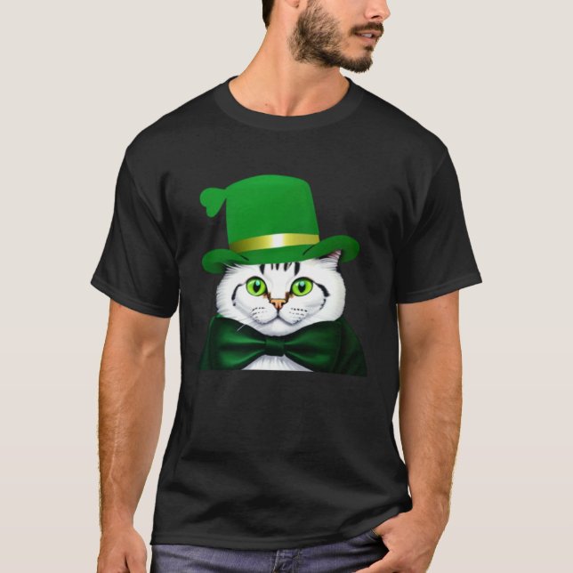 T-shirt Chat de la Saint-Patrick  Mignon Chat de la Saint- (Devant)