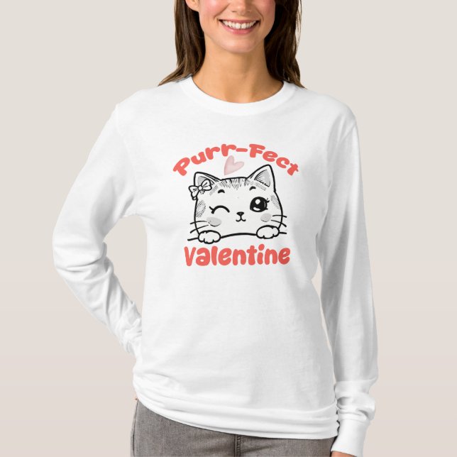 T-shirt Chat de la Saint-Valentin Parfait  (Devant)
