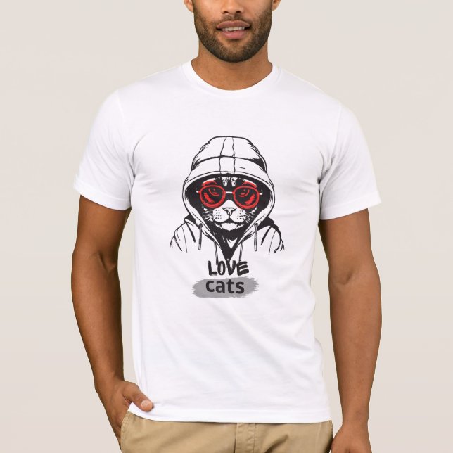 T-shirt Chat de l'amour cool Graphique – Chat stylé avec l (Devant)