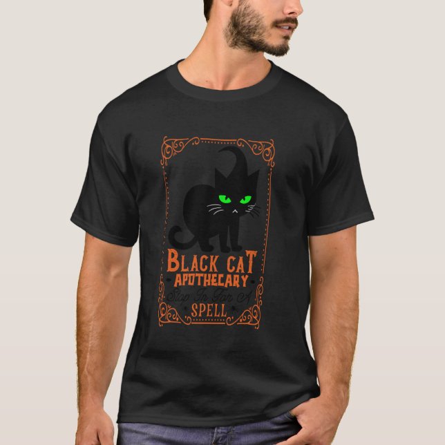 T-shirt Chat de l'Apothicaire Halloween Black Tricks Arrêt (Devant)