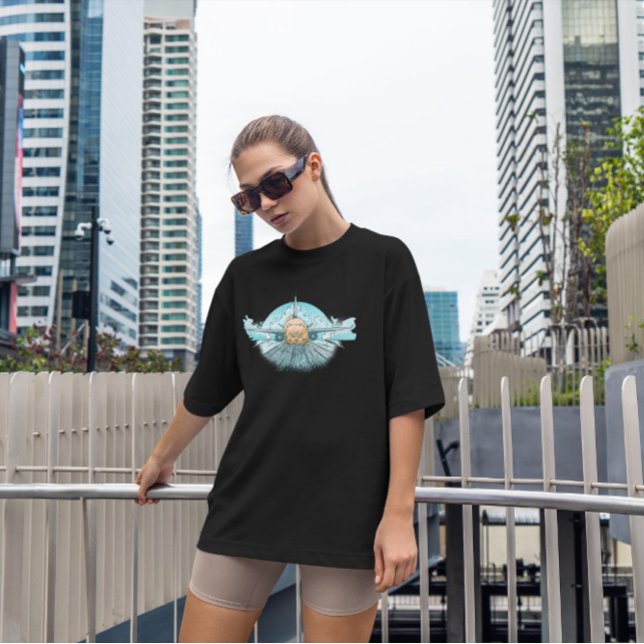 T-shirt Chat de l'avion tiré à la main (Créateur téléchargé)