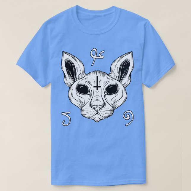 T-shirt Chat De L'Enfer Baphomet Satanisme Demonic Sphynx  (Design devant)