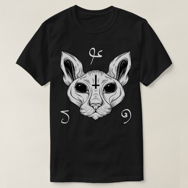 T-shirt Chat De L'Enfer Baphomet Satanisme Demonic Sphynx  (Design devant)