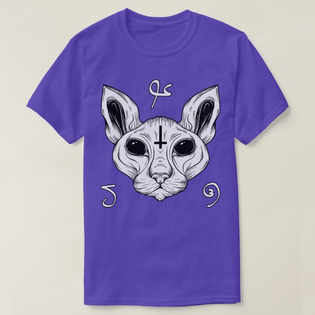 T-shirt Chat De L'Enfer Baphomet Satanisme Demonic Sphynx  (Design devant)