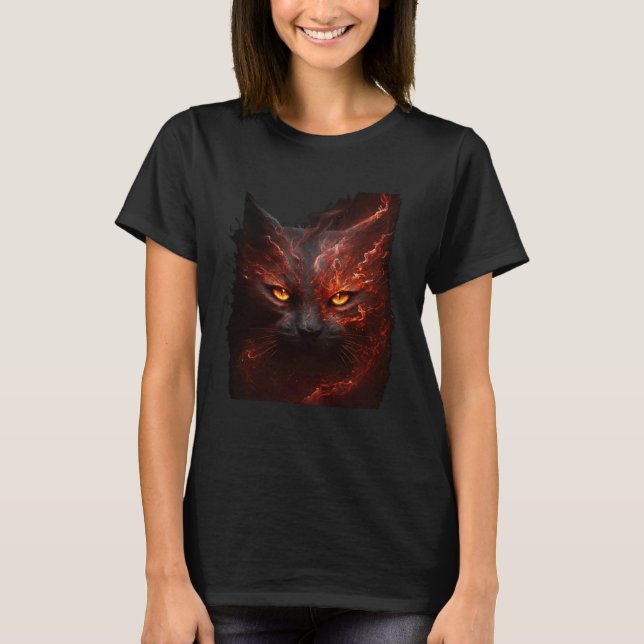 T-shirt Chat de l'enfer Chat satanique Chat méchant Chat M (Devant)