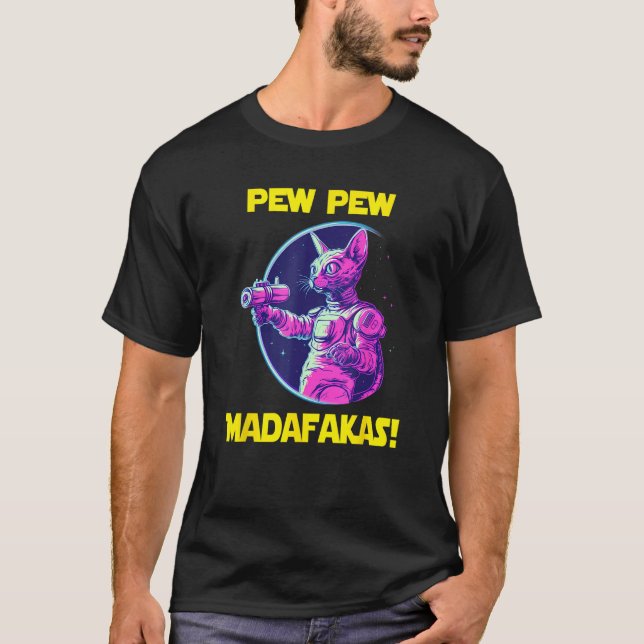 T-shirt Chat de l'espace astronaute Pew Madafakas Cornish  (Devant)