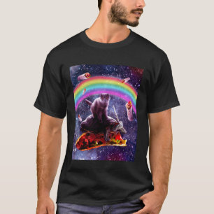 T-shirt Chat de l'espace chevauchant une licorne tortue -