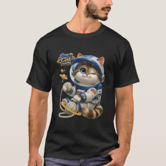T-shirt Chat de l'espace fait une sieste Mignon astronaute