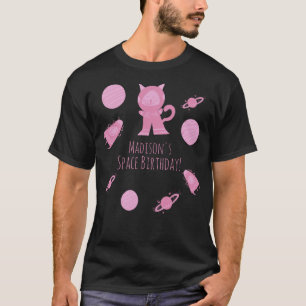 T-shirt Chat de l'espace Galaxy Rose Anniversaire   