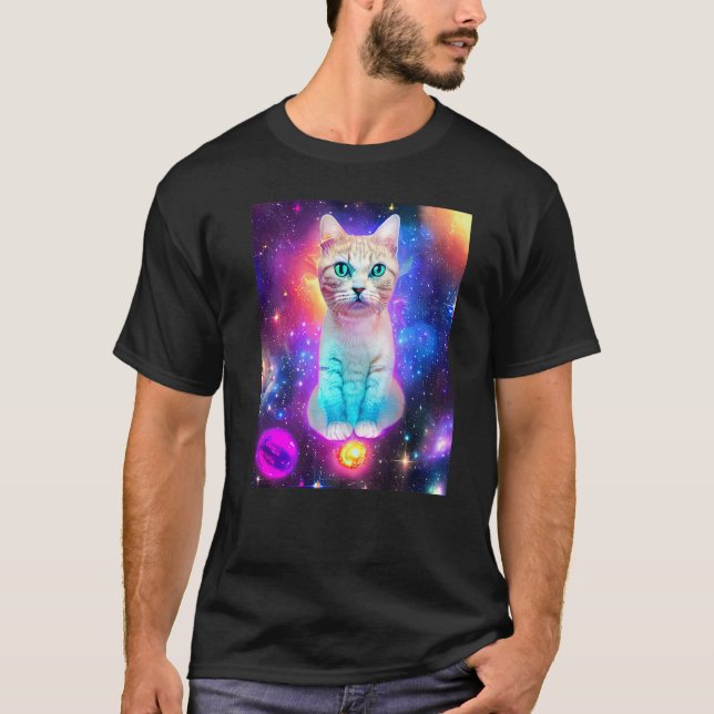 T-shirt Chat de l'espace Kitty Chat dans le style de chat  (Devant)