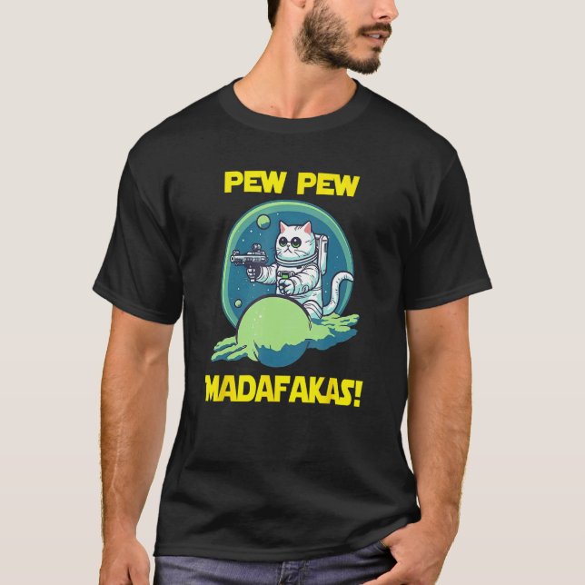 T-shirt Chat de l'Himalaya astronaute spatial Pew Madafaka (Devant)