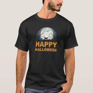 T-shirt Chat de lune d'Halloween effrayant pour femmes