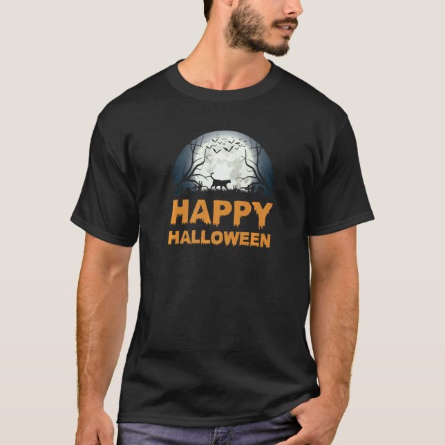 T-shirt Chat de lune d'Halloween effrayant pour femmes (Devant)
