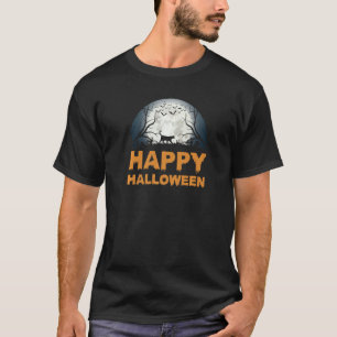 T-shirt Chat de lune d'Halloween effrayante pour les femme