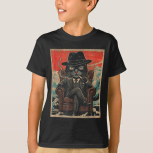 T-shirt Chat de mafia cool drôle de Catfather qui fume vin
