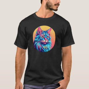 T-shirt Chat de Maine Coon Art coloré, Chats d'amour