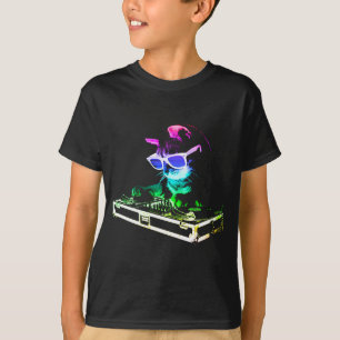 T-shirt Chat de maison Arc-en-ciel Dj Chat 