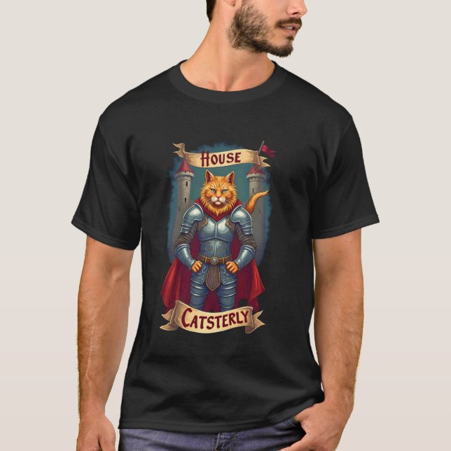 T-shirt Chat de maison Chevalier médiéval Catsterly Armure (Devant)