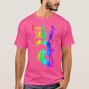 T-shirt Chat de maison drôle Arc-en-ciel Chat Dj Kitty Roc