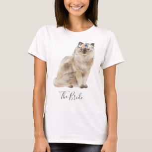 T-shirt Chat de mariée floral aquarelle fantaisiste