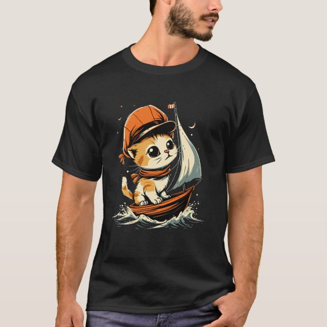 T-shirt Chat de marin en navigation (Devant)