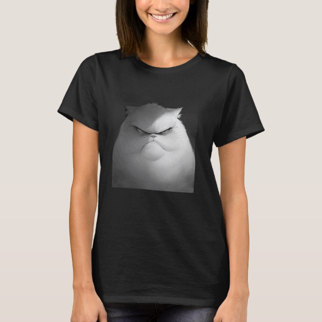 T-shirt chat de mauvaise humeur, chat drôle 3 (Devant)