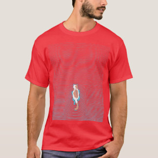 T-shirt Chat de natation Lignes Bleues d'été par Tobe Fons