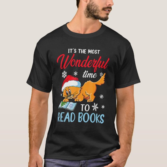 T-shirt Chat de Noël avec chapeau de Père Noël pour hommes (Devant)