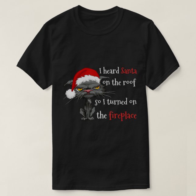 T-shirt Chat de Noël Chat anti-Bored Chat Humour de Noël (Design devant)