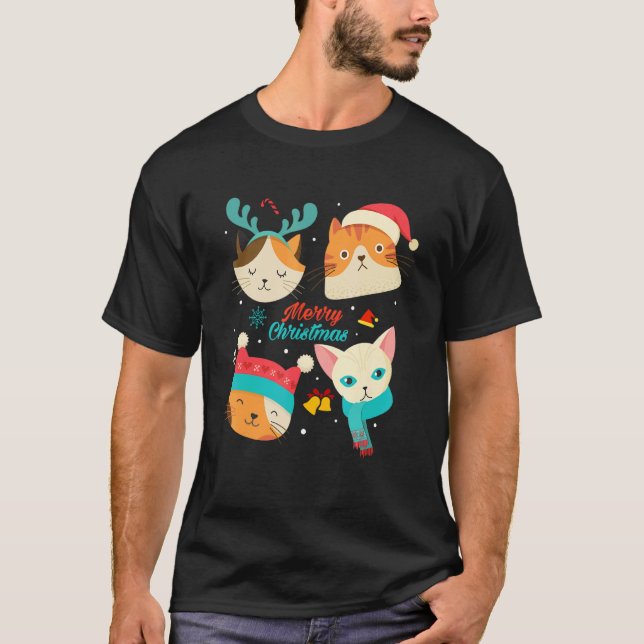 T-shirt Chat de Noël Chat de Noël Noël Cadeau de Noël (Devant)