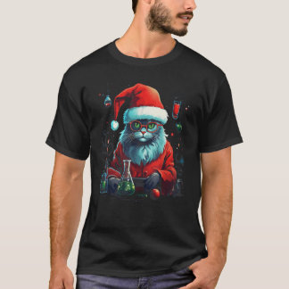 T-shirt Chat de Noël Chimie Science Xmas Vacances Drôle