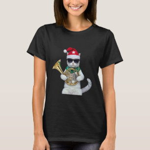 T-shirt Chat de Noël Cor Français Musique de Fêtes Cool