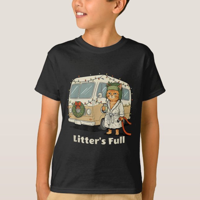 T-shirt Chat de Noël de Litter, Kitty de Noël drôle (Devant)