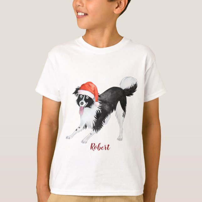 T-shirt Chat de Noël doux Monogramme de chien (Devant)