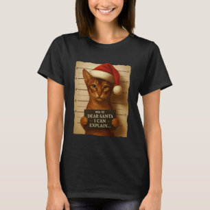 T-shirt Chat de Noël drôle - Chaton Abyssin mignon Chapeau