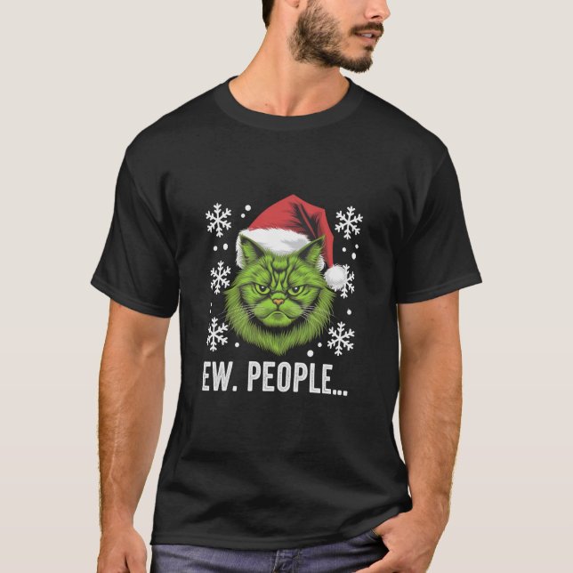 T-shirt Chat de Noël drôle Ew personnes amateurs de chat M (Devant)