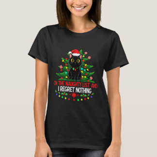 T-shirt Chat de Noël drôle sur la liste des vilains Je reg