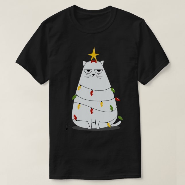 T-shirt Chat de Noël ennuyé pour Noël (Design devant)