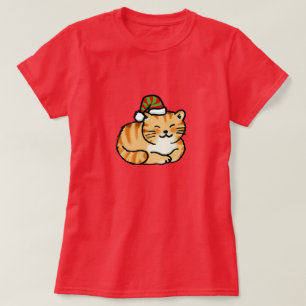T-shirt Chat de Noël Festif - Joli Chat avec Chapeau de Pè