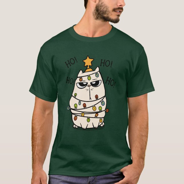 T-shirt Chat de Noël grincheux (Devant)