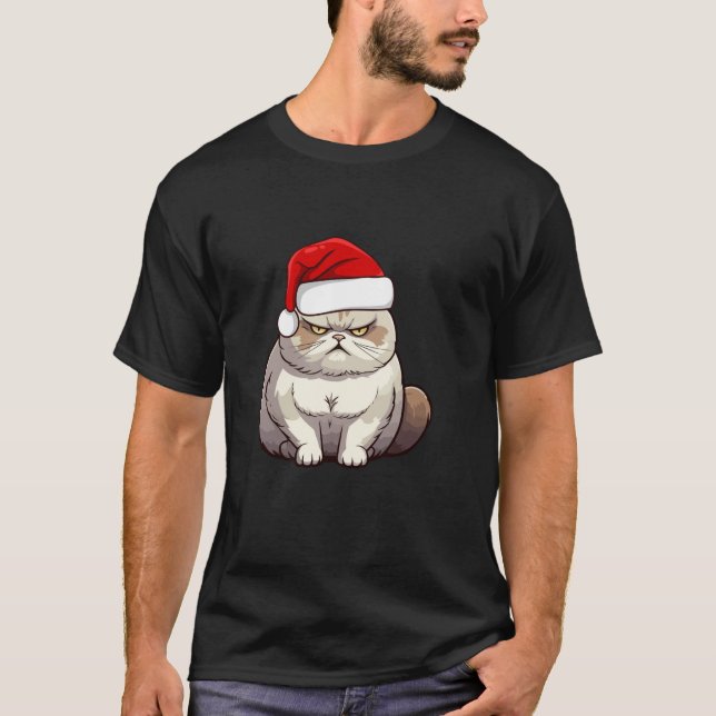 T-shirt Chat de Noël grincheux (Devant)